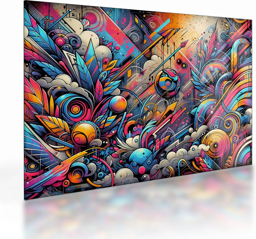 Sklenený obraz - Pestrofarebné graffiti (70x50 cm)