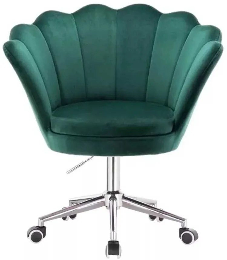 LuxuryForm DESIGN Kreslo FREY VELUR na striebornej podstave s kolieskami - zelené