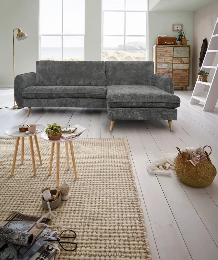 Rohová sedačka Salma, grafitová tkanina, univerzálna pravá/ľavá