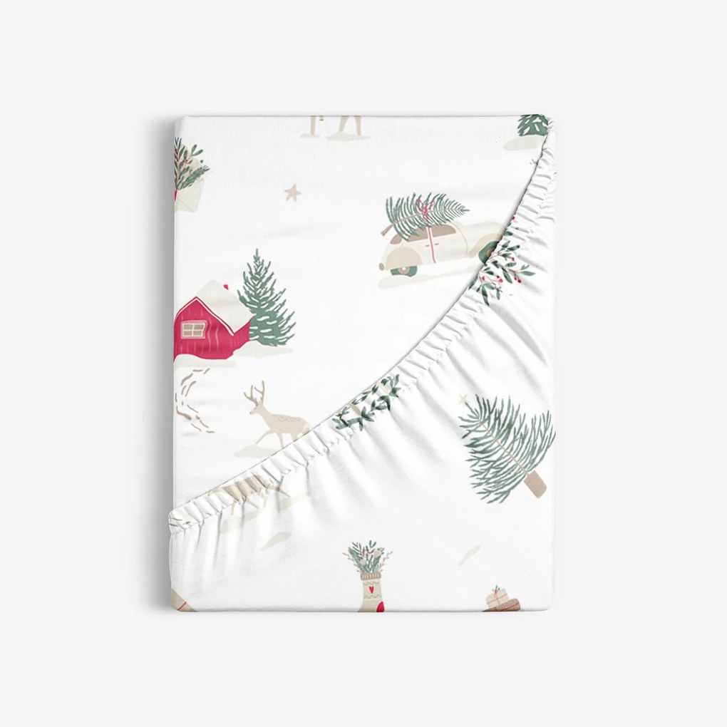 Goldea vianočná bavlnená napínacia plachta - tradičné vianoce 140 x 200 cm