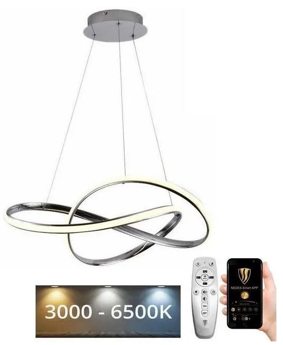 Brilagi - LED Stmievateľný luster na lanku COSMOWAVE LED/70W/230V chróm + DO