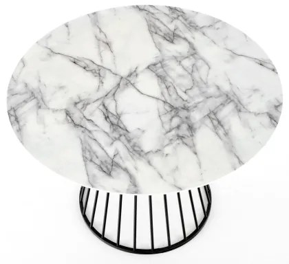 Jedálenský stôl SEREIN dekor biely mramor/čierna