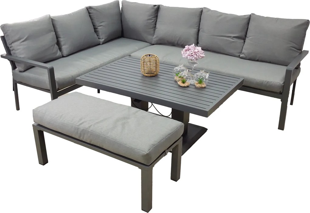 CH Rohová súprava hliníkového nábytku - sivá