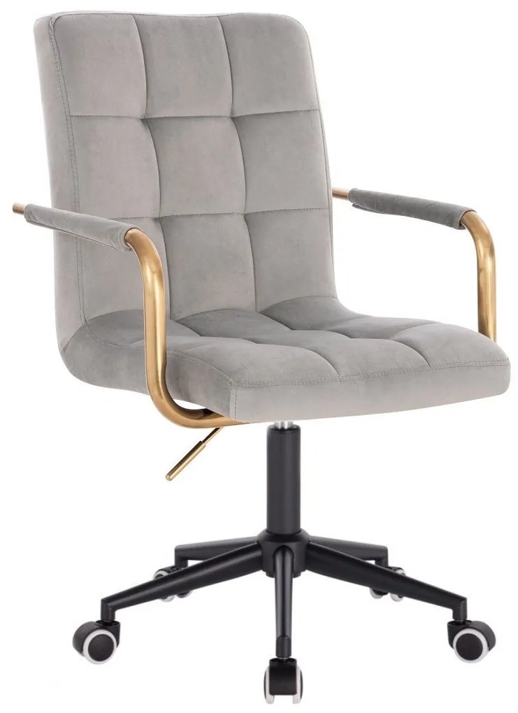 LuxuryForm DESIGN Stolička VERONA GOLD VELUR na čiernej podstave s kolieskami - svetlo šedá