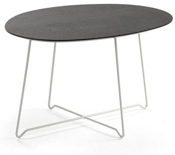 Kaviarenský stôl IRIS, asymetrický, biela, čierny dub