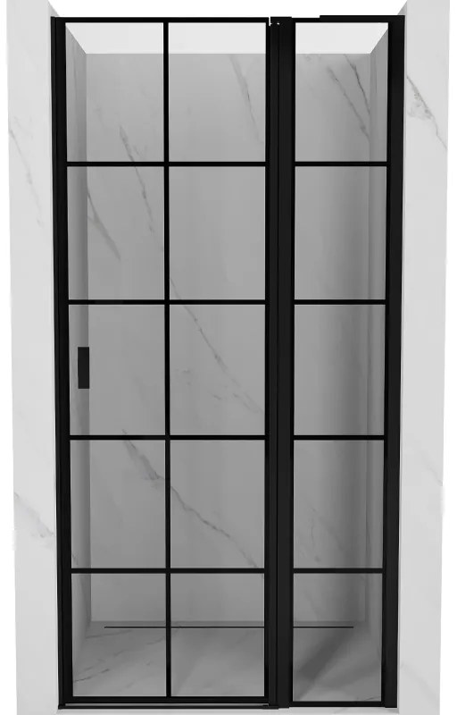 Mexen, Mexen Mist L pravé otočné sprchové dvere 110 cm, čierna mriežka - 8A4L-110-000-70-77-P