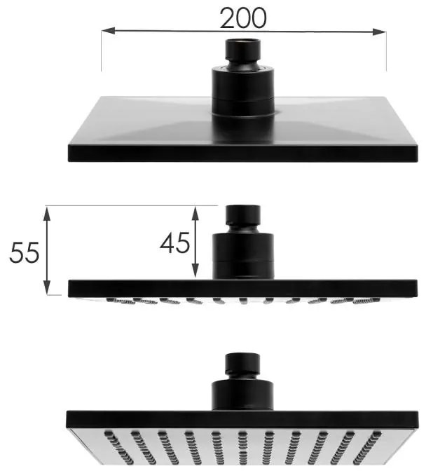 Sprchová súprava KIT - čierna - hlavica 20x20 cm