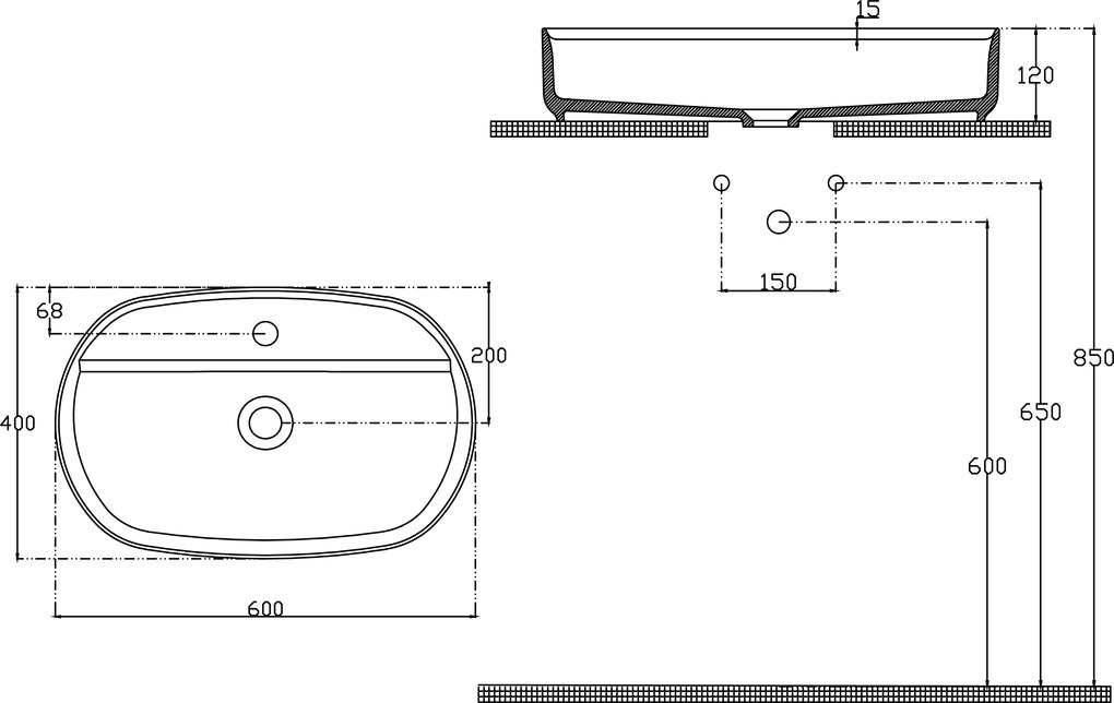 Isvea Isvea, INFINITY OVAL keramické umývadlo na dosku, 60x40cm, terrazzo, 10NF65060-2L-TRZ
