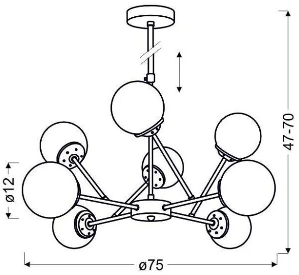 Luster na tyči BEST 8xE14/40W/230V