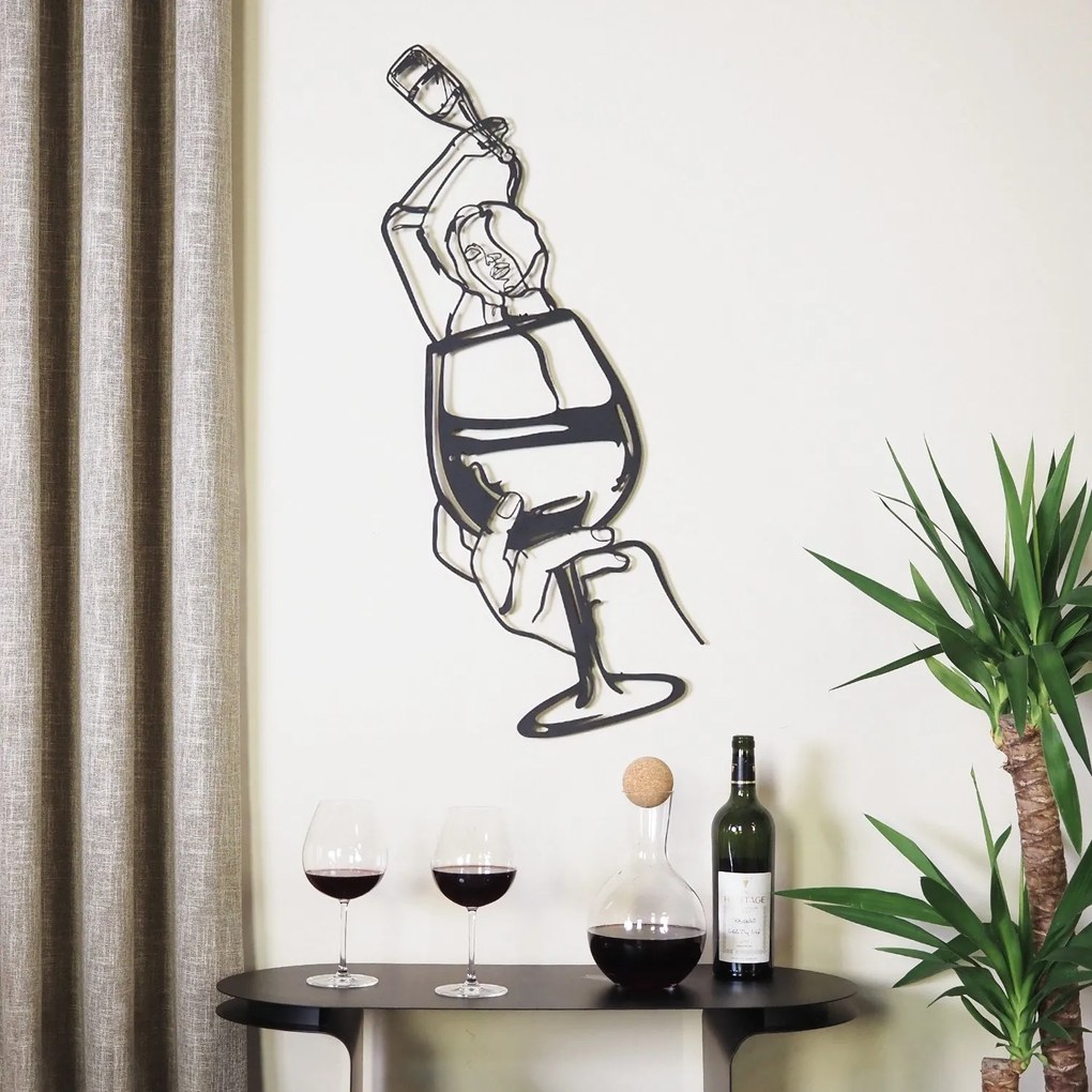 Glass of Wine Girl Line Art- APT749 M