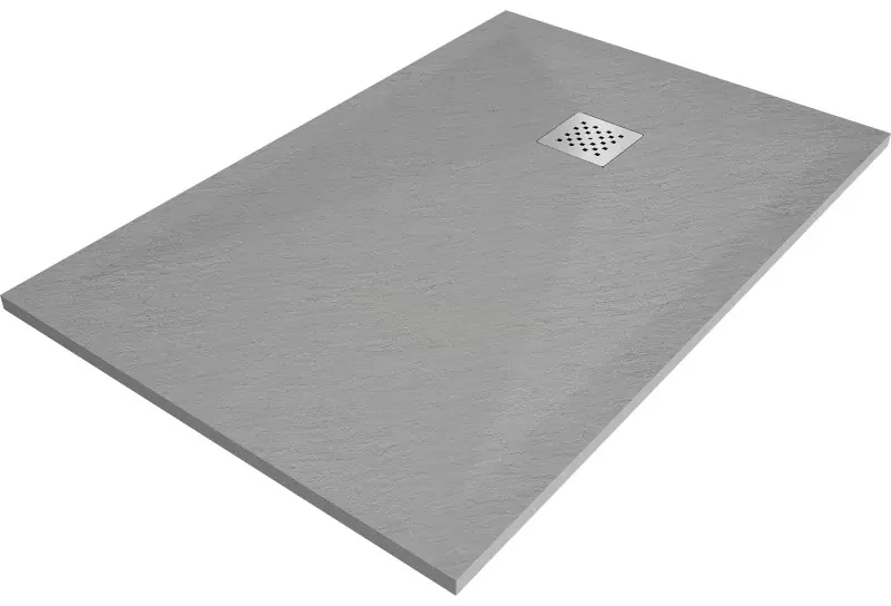 Mexen Stone+ kompozitná štvorcová sprchová vanička 100 x 80 cm, Šedá-Betón - 44618010