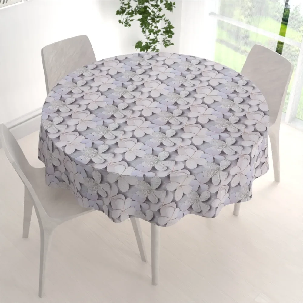 Biante Dekoračný okrúhly obrus PML-032 Designové kvety na sivom Ø 130 cm