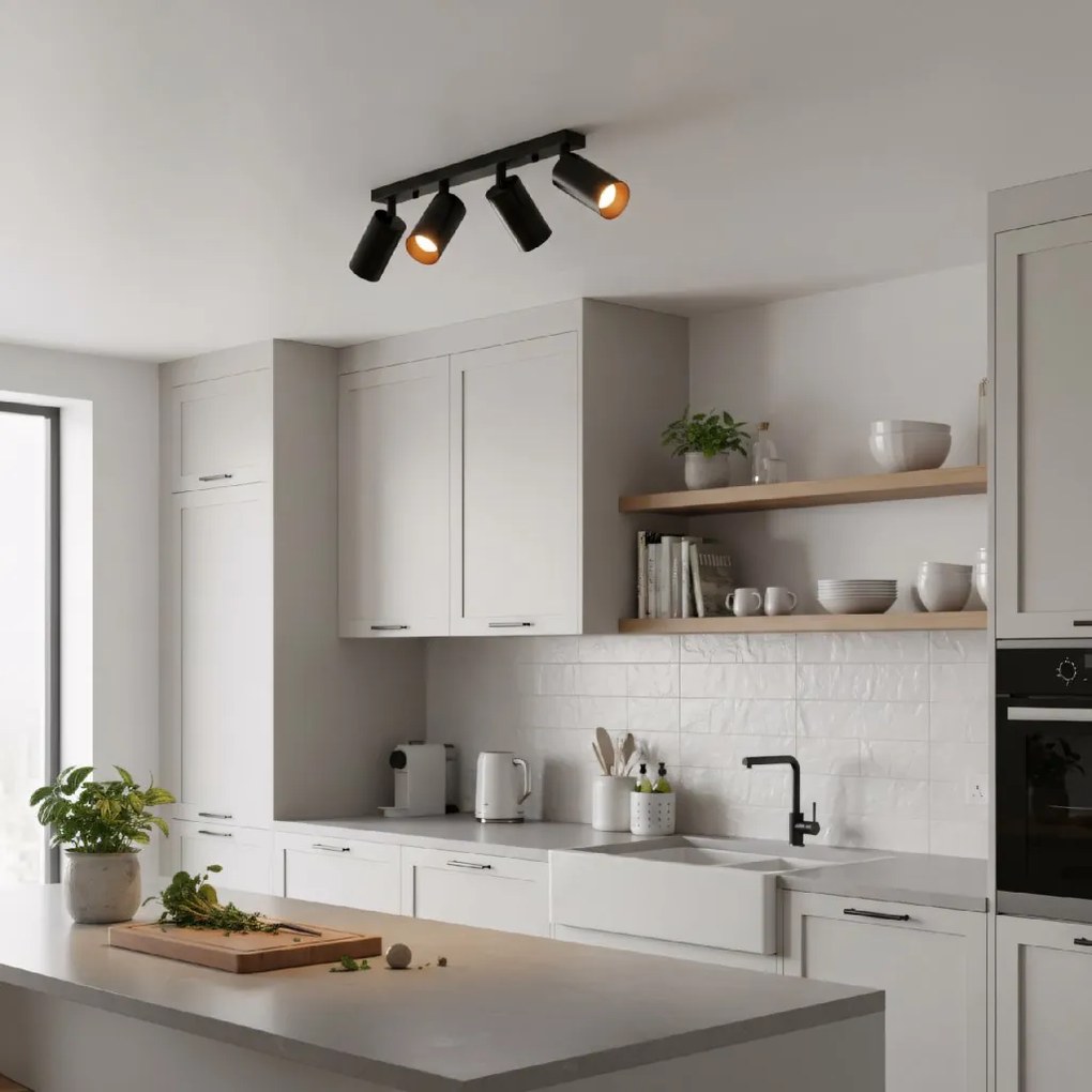 Toolight Toolight, stropné reflektorové svietidlo 4xGU10 60W APP940-4C, čierna, OSW-03858