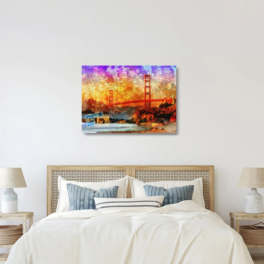 Sklenený obraz - Golden Gate, San Francisco, Kalifornia (70x50 cm)