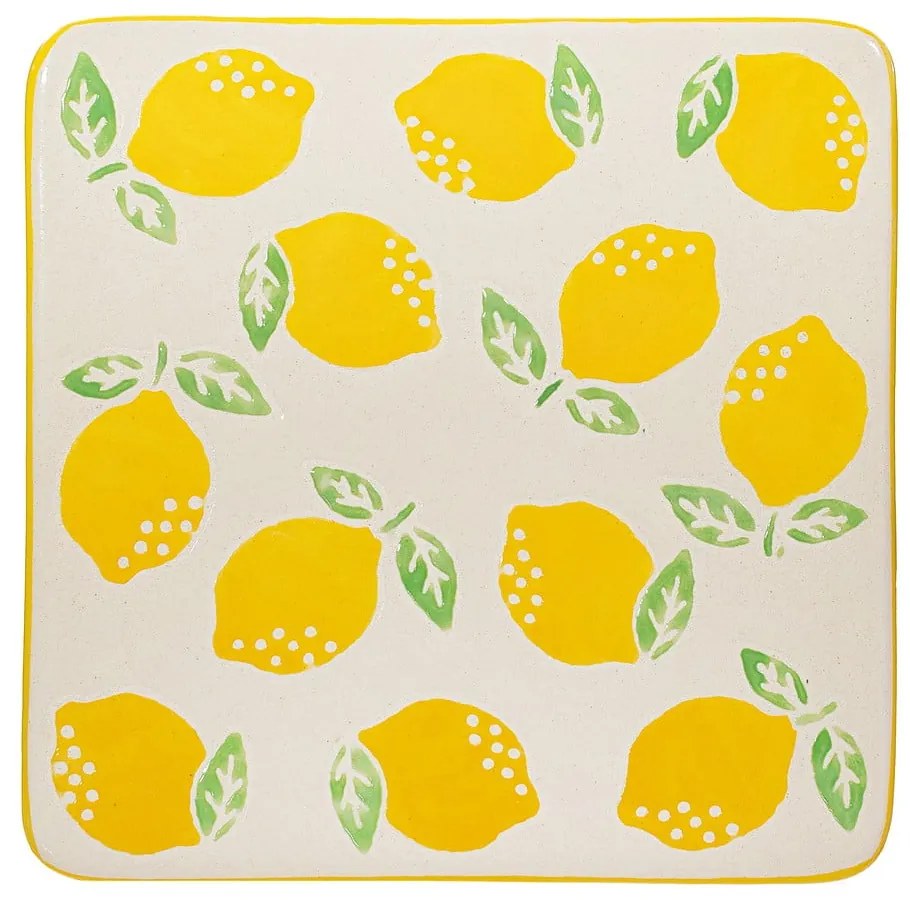 Žlto-biele keramické podtácky v súprave 4 ks Lemon – Sass & Belle