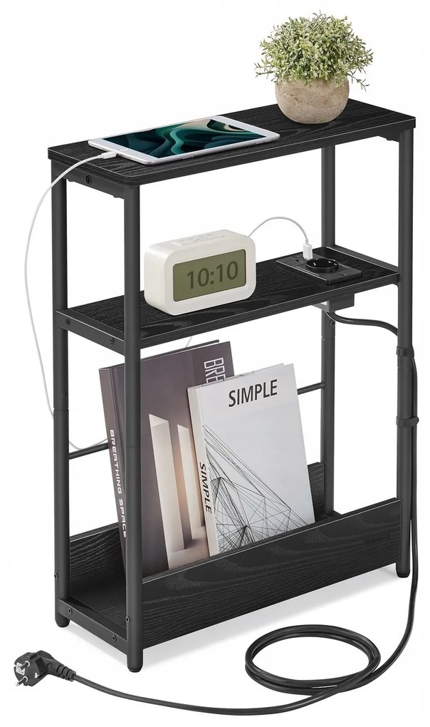 Odkladací stolík s USB Vasagle Blend čierny