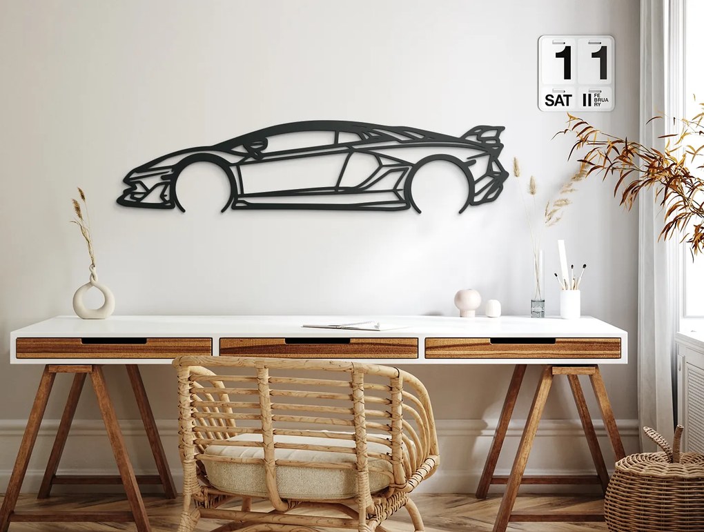 drevko Obraz Lamborghini 22 Aventador SVJ Rozmer obrazu: 20,5 x 86 cm, Farba dekorácie: Čierna