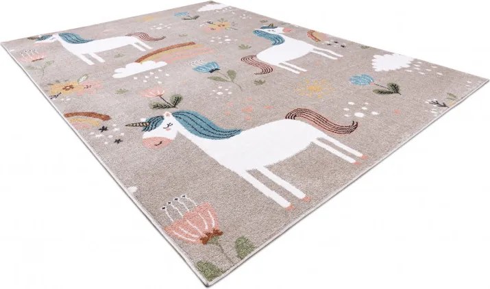 AKCIA: 240x330 cm Detský kusový koberec Fun Unicorn with rainbow beige, béžová, detská izba, Dywany Łuszczów