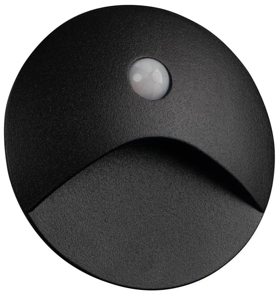 Kanlux 39136 - LED schodové svietidlo EXIN so senzorom, 2,5 W/230 V, 4000 K, IP65, čierne, guľaté