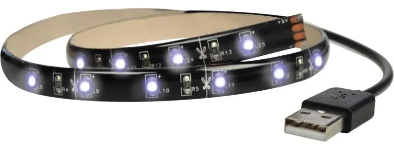 SOLIGHT LED pásik pre TV 100cm, USB napájanie, IP65, 6500K denná modrá