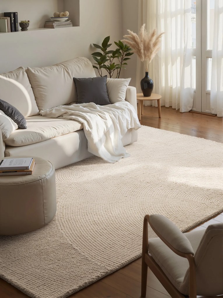 Hanse Home, Kusový koberec Calmio 106220 Natural White, 200x300, biela, obývacia izba