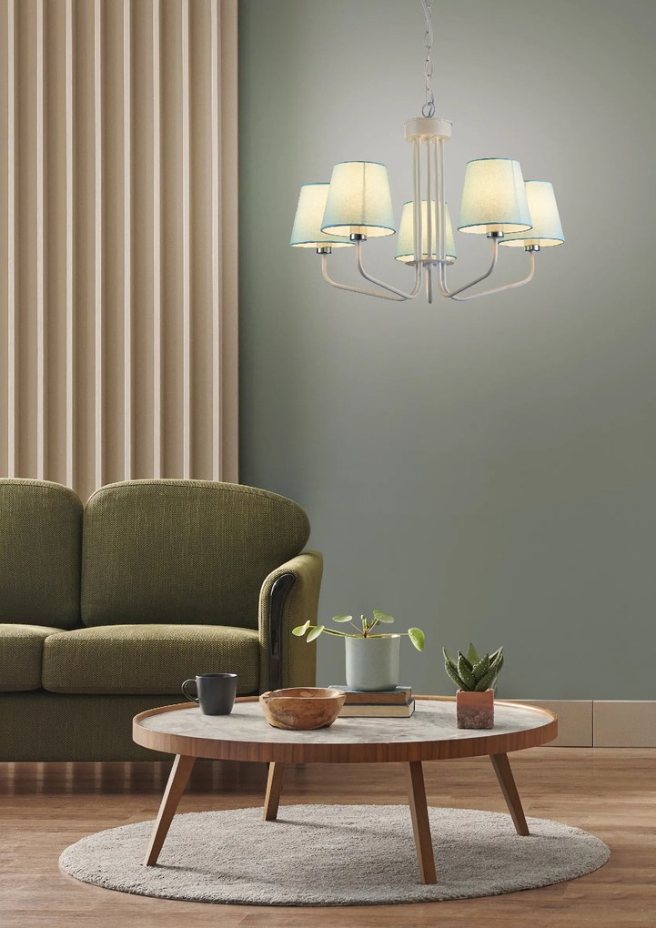 Candellux Modrý závesný luster York Ledea pre žiarovku 5x E14 50205093