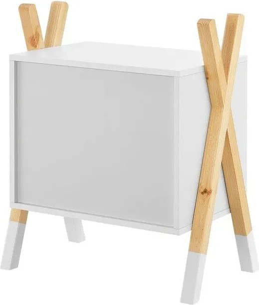 Detský nočný stolík, biely so zásuvkou a policou