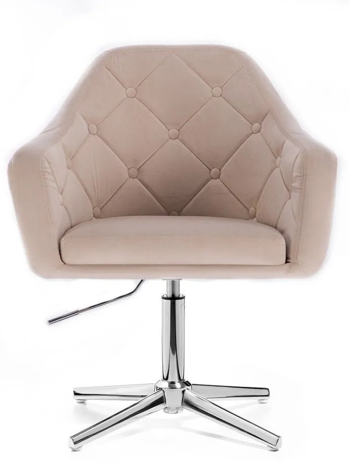 LuxuryForm DESIGN Kreslo ANDORA VELUR na striebornom kríži - krémové