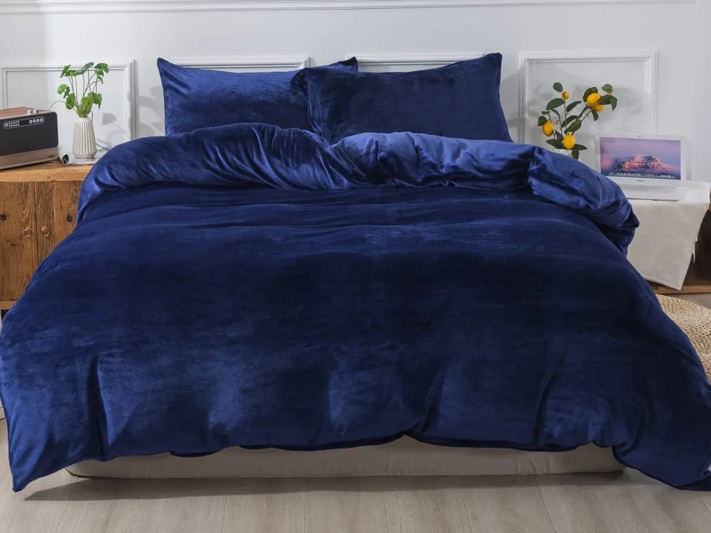 XPOSE® Mikroplyšové obliečky JORGA Exclusive - tmavo modré