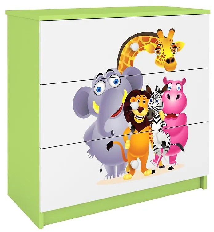 Detská komoda Babydreams zelená – Zoo