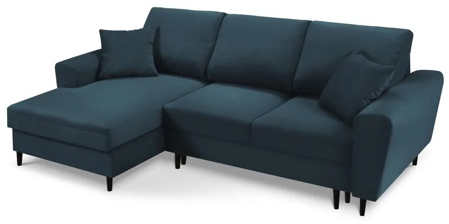 Tmavomodrá menčestrová rozkladacia/s úložným priestorom rohová pohovka (ľavý roh/s leňoškou) Kyoto – Cosmopolitan Design