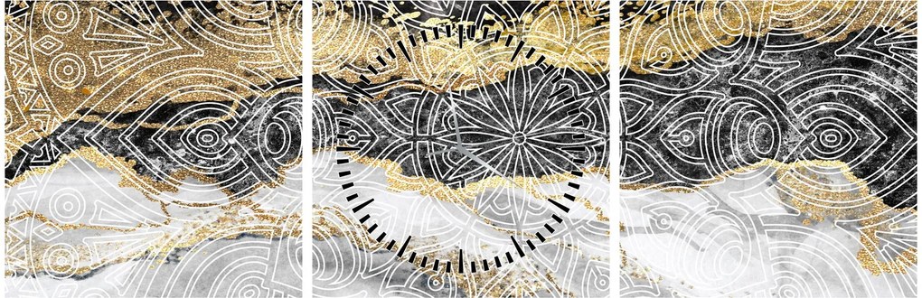 Obraz - Mandala v mramore (s hodinami) (90x30 cm)