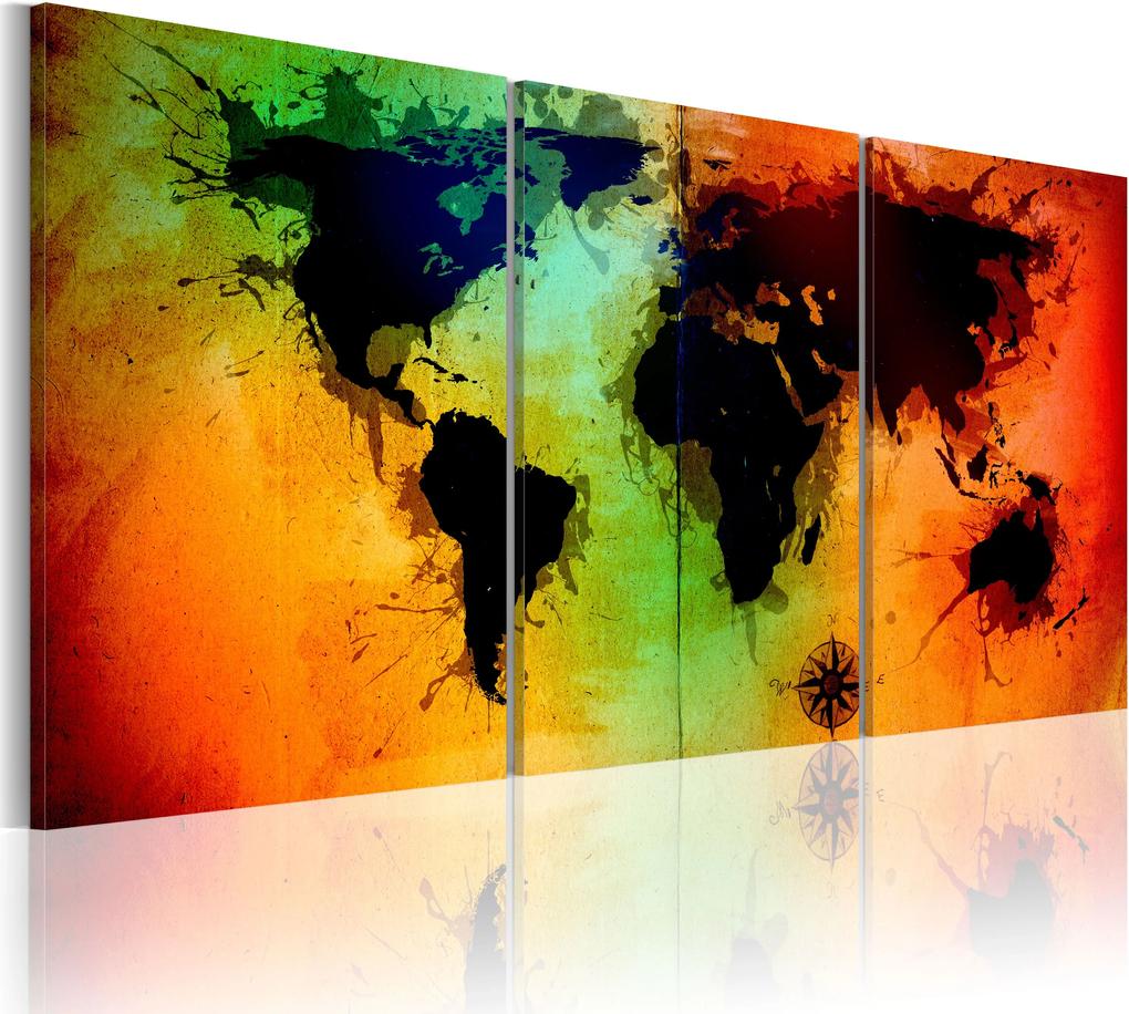 Obraz - World map - colorful oceans 60x30