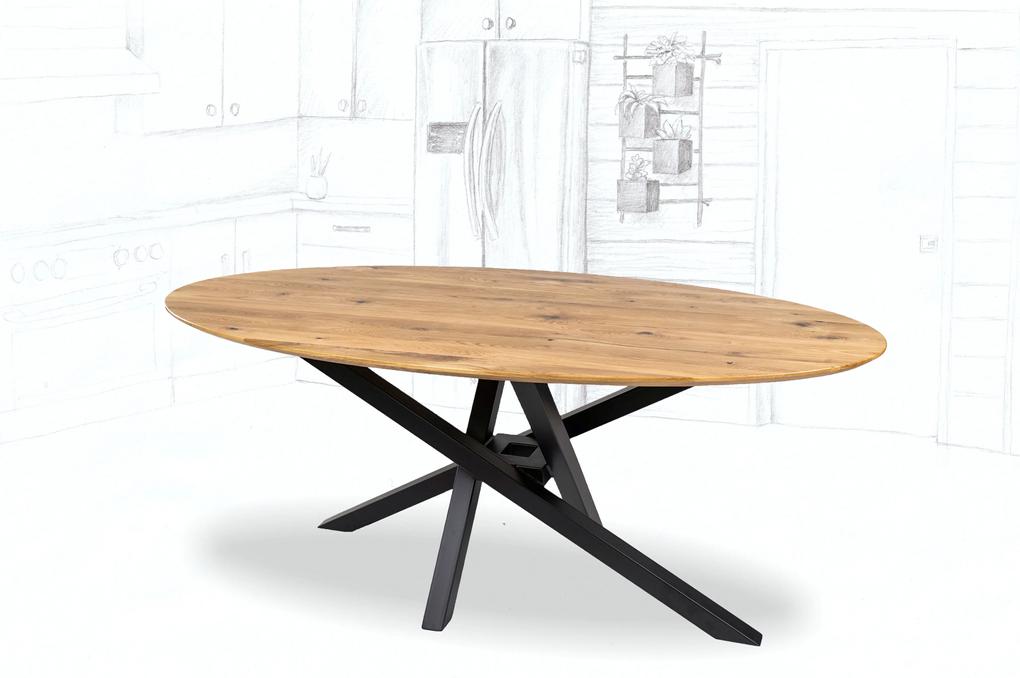 Wooded Jedálenský stôl Victoria ROUNDED z masívu DUB 220x90x76cm
