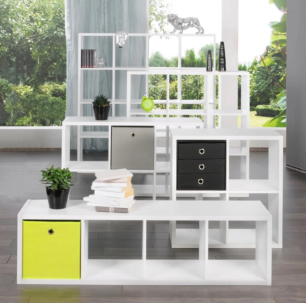 Regál Max, 4x1 priehradky, biely