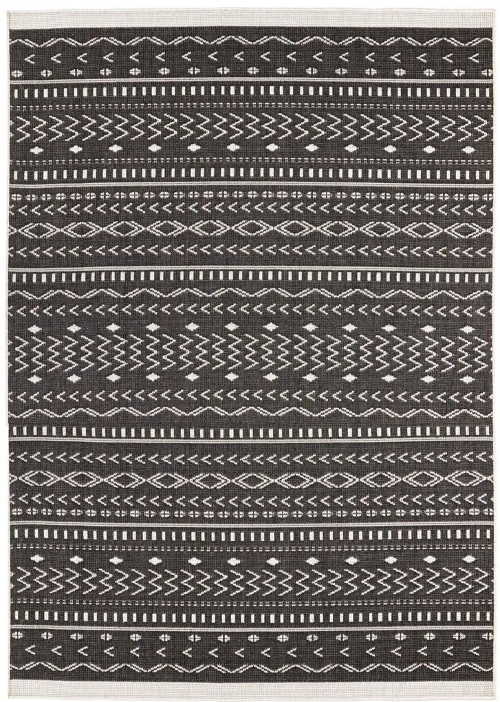 NORTHRUGS - Hanse Home koberce Kusový koberec Twin Supreme 103438 Kuba black creme – na von aj na doma - 80x350 cm