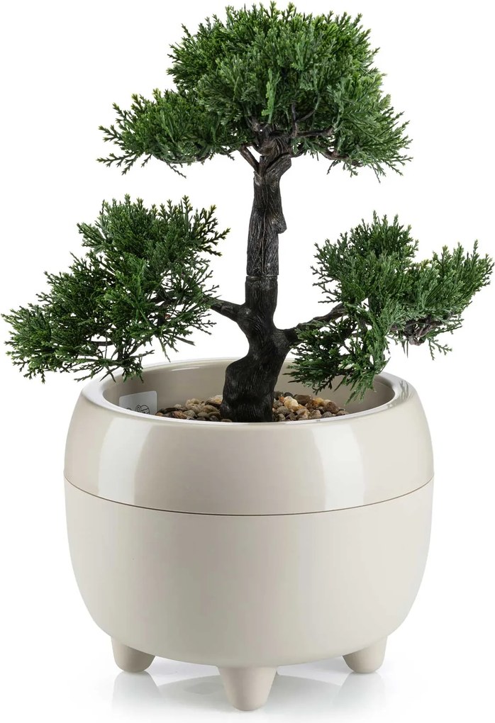 PLASTOVÝ KVETINÁČ BOTANICA SADA 2KS 30X24 CM+23X18,5 CM BÉŽOVÁ