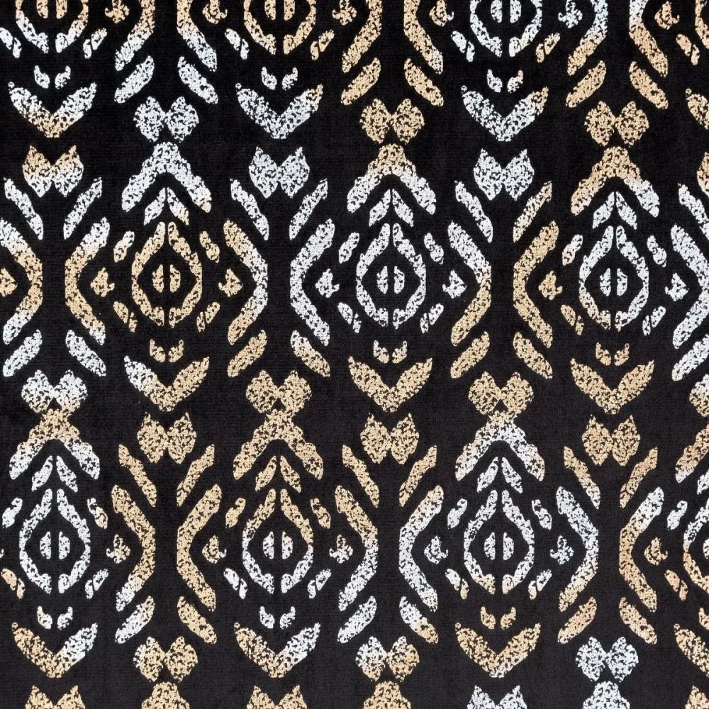 Kvalitný čierny záves na kruhy s krásny trblietavým vzorom 140 x 250 cm