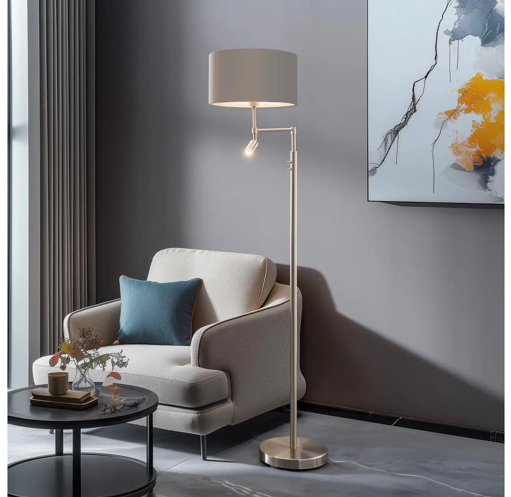 Eglo - LED Stojacia lampa TUNJA 1xE27/60W/230V + LED/2,1W pr. 38 cm chróm/taupe