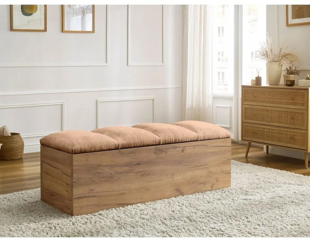 Lavica vo svetloružovej a prírodnej farbe Kumo – Bobochic Paris