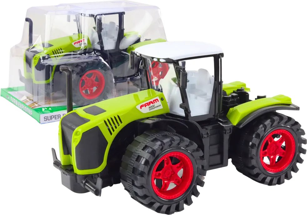 LEAN Toys Veľký traktor s trecím pohonom, zelené poľnohospodárske vozidlo