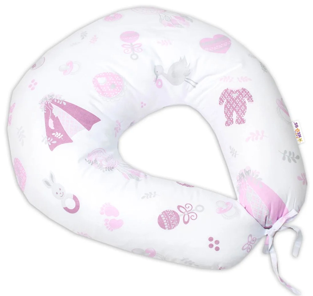 Bavlnený dojčiacy vankúš Baby Nellys, New Love Baby - růžová
