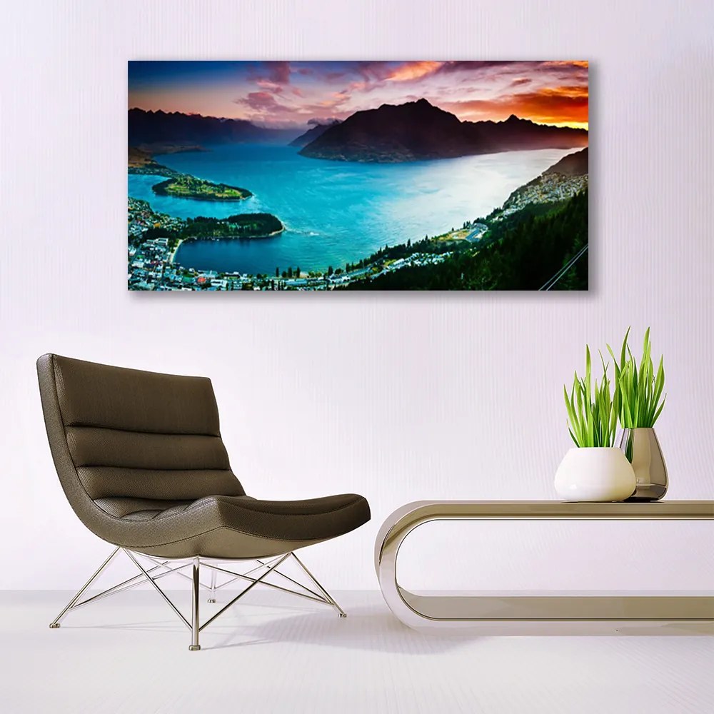 Obraz na akrylátovom skle Polostrov hory príroda 120x60 cm