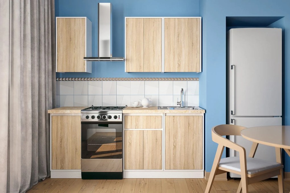 Kuchynská linka 140 MATEO, dub sonoma-biela