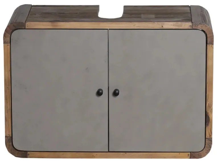 furniture-nabytek.cz - Masivní skříňka pod umyvadlo Dinglová z recyklované borovice a MDF, lakovaná, přírodní / šedá – 67×30×45 cm
