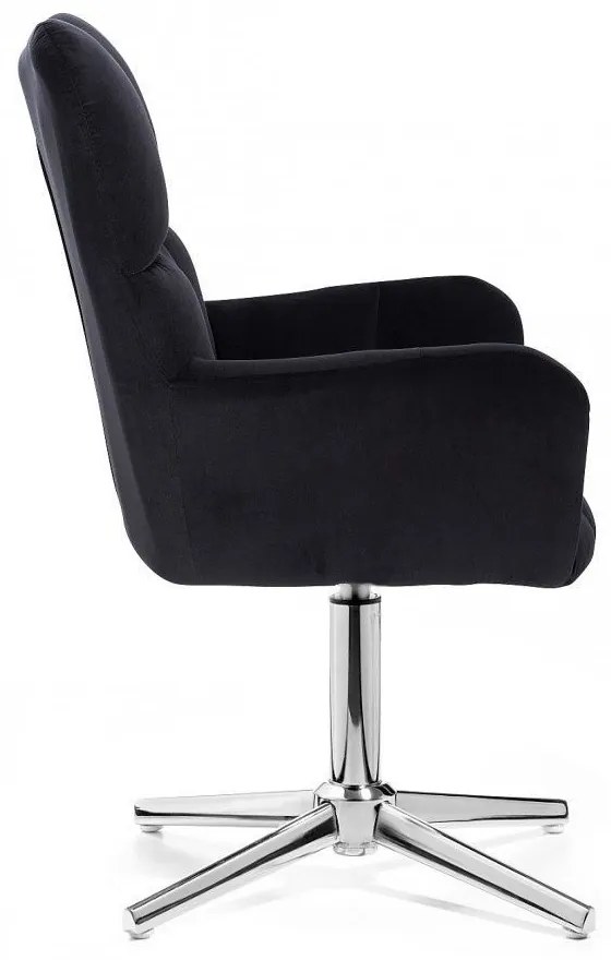 LuxuryForm DESIGN Kreslo AURORA VELUR na striebornom kríži - čierne