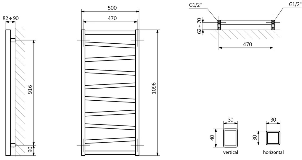 Sapho Sapho, ZIG vykurovacie teleso 500x1096 mm, 406 W, antracit, ZG511A