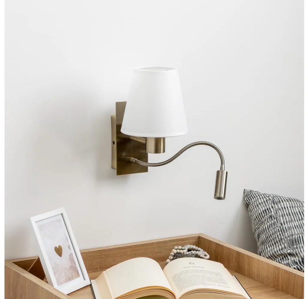 Brilagi - LED Nástenná lampa NUBILA 1xE27/25W/230V + LED/3W mosadz/biela