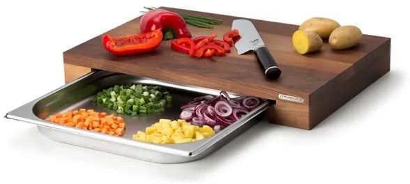 Continenta C4210 - Kuchynská doska na krájanie s misou 39x27 cm orech