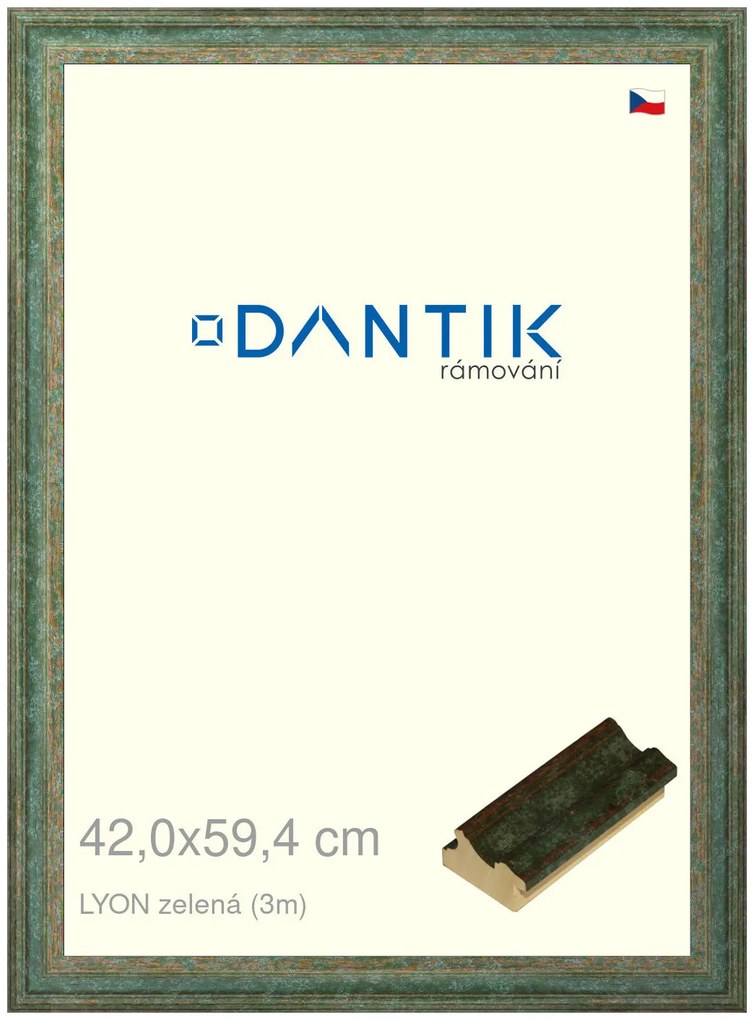 DANTIK rám na obraz 42x59,4 | LYON zelená (Plexi Čiré)